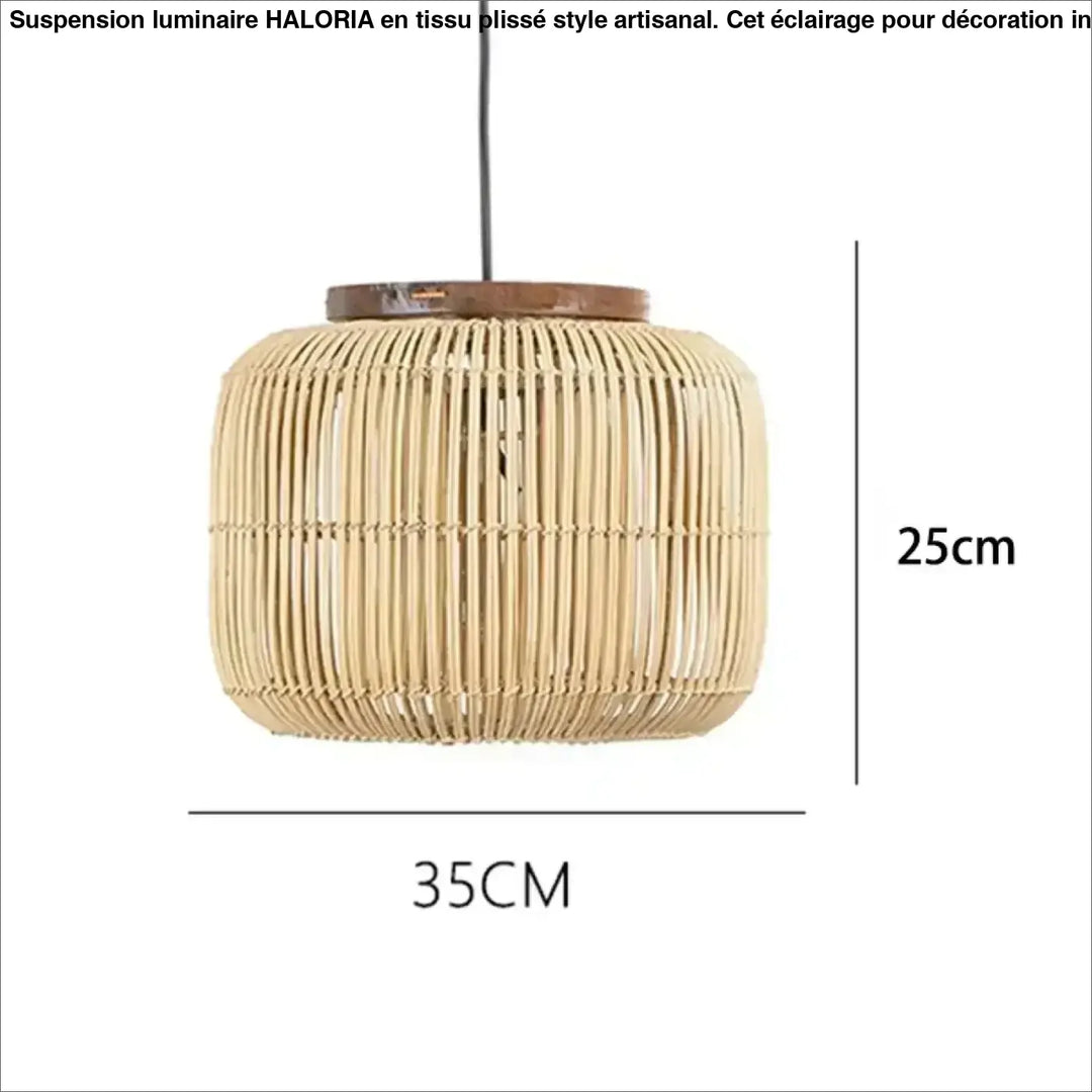 Suspension en rotin naturel cylindrique design bohème