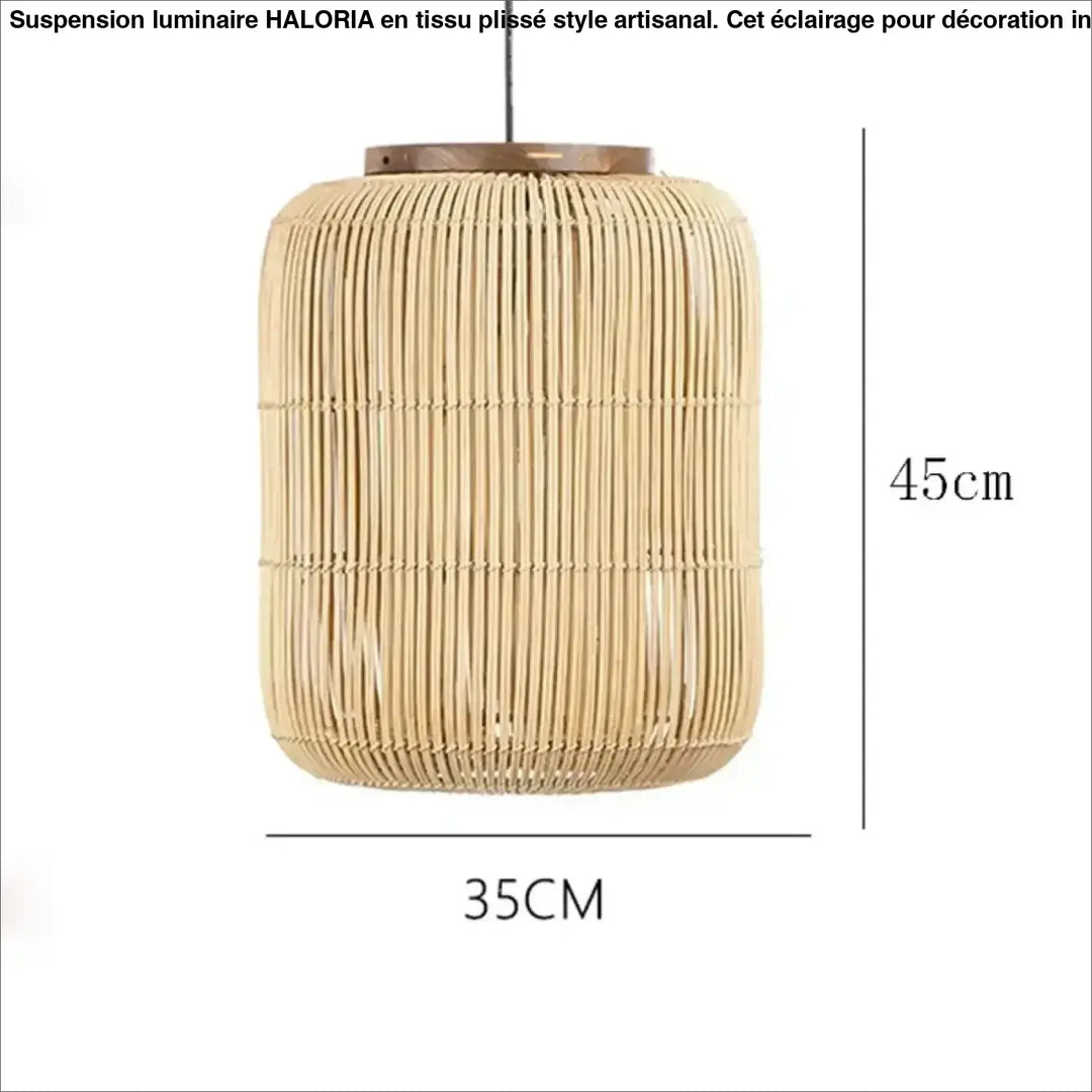 Suspension en rotin naturel cylindrique design bohème