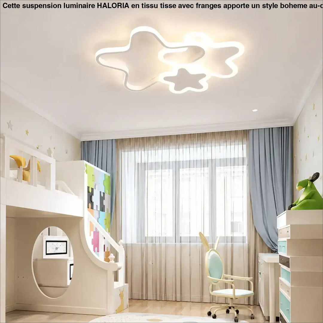Plafonnier led contemporain blanc en forme de nuage avec découpes étoiles luminaire plafonnier kidora