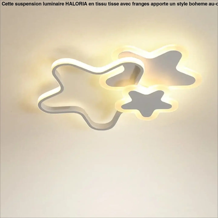 Luminaire plafonnier kidora led contemporain aux formes étoiles en métal argenté avec lumière d ambiance chaude