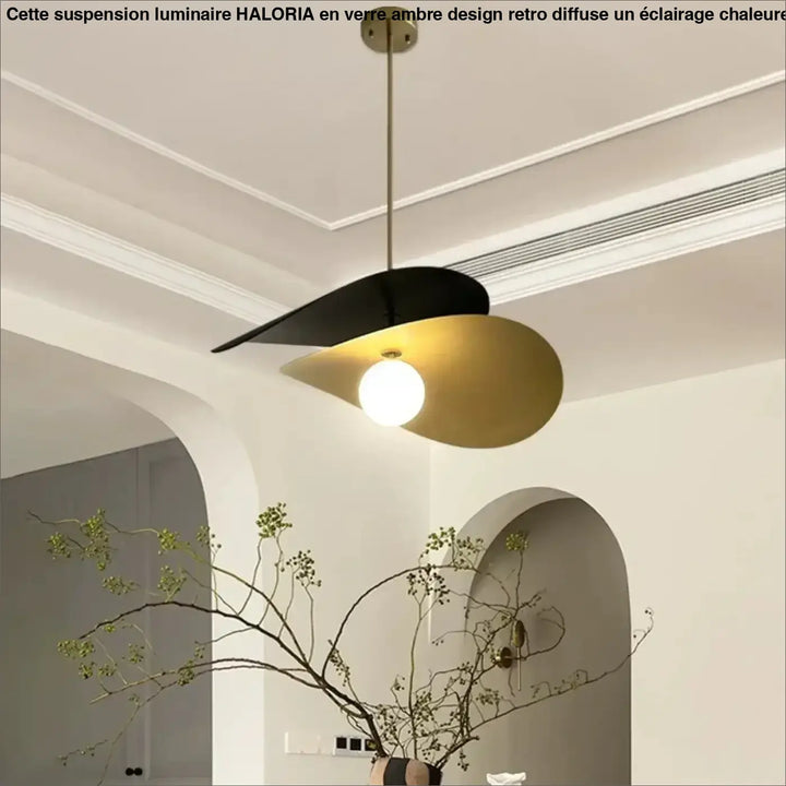 Suspension luminaire moderne noir et laiton minimaliste chic