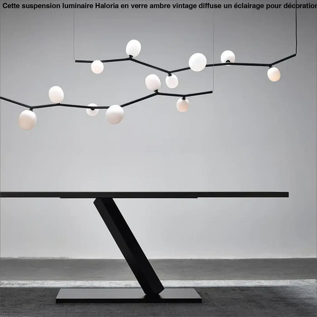 Suspension luminaire branche avec boules blanches moderne