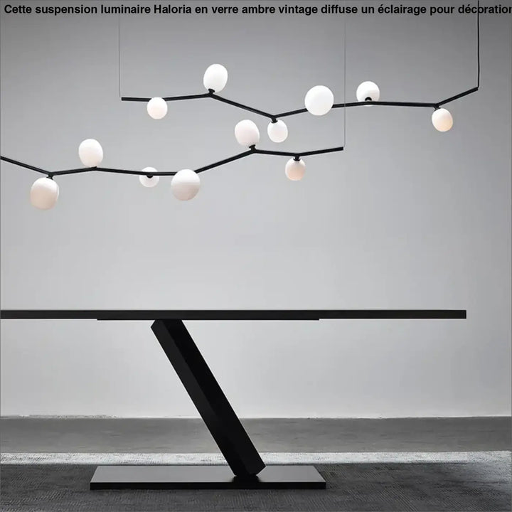 Suspension luminaire branche avec boules blanches moderne