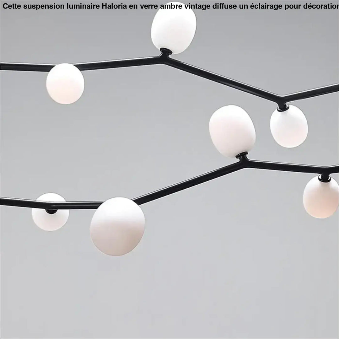 Suspension luminaire branche avec boules blanches moderne