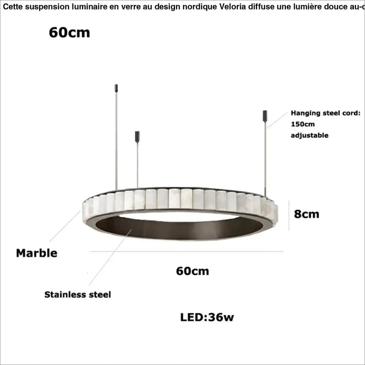 Suspension moderne led design marbre et acier élégance