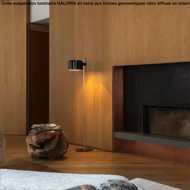 Lampadaire zelto noir cylindrique avec pied métallique fin pour un éclairage intérieur moderne