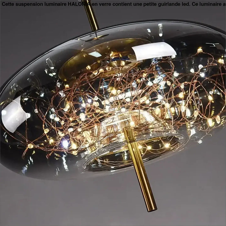 Suspension Luminaire En Verre Avec Petite Guirlande LED Élégante