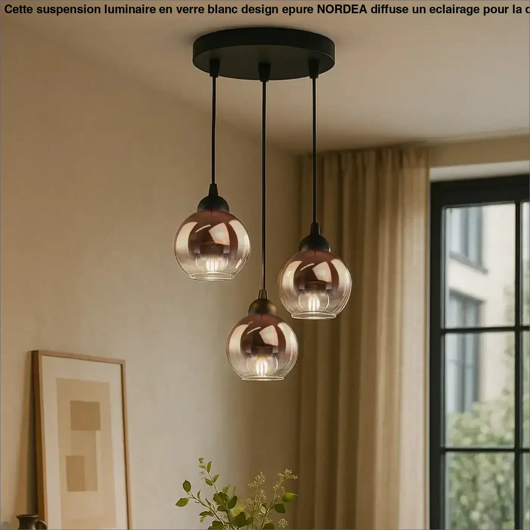 Suspension luminaire en verre ambré vintage décoratif cosy