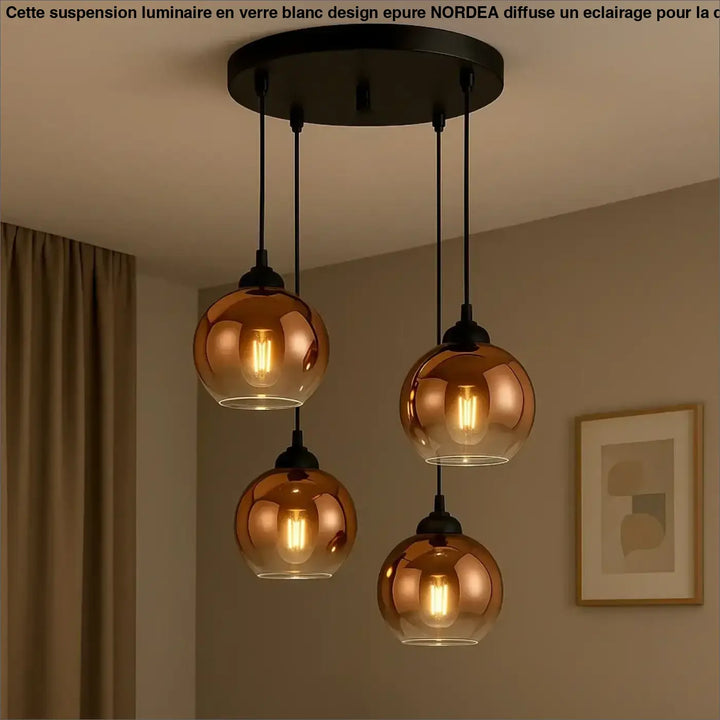 Suspension luminaire en verre ambré vintage décoratif cosy
