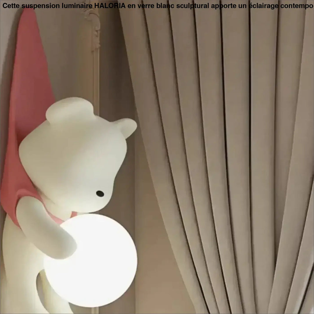 Applique murale enfant ourson design avec boule lumineuse led

