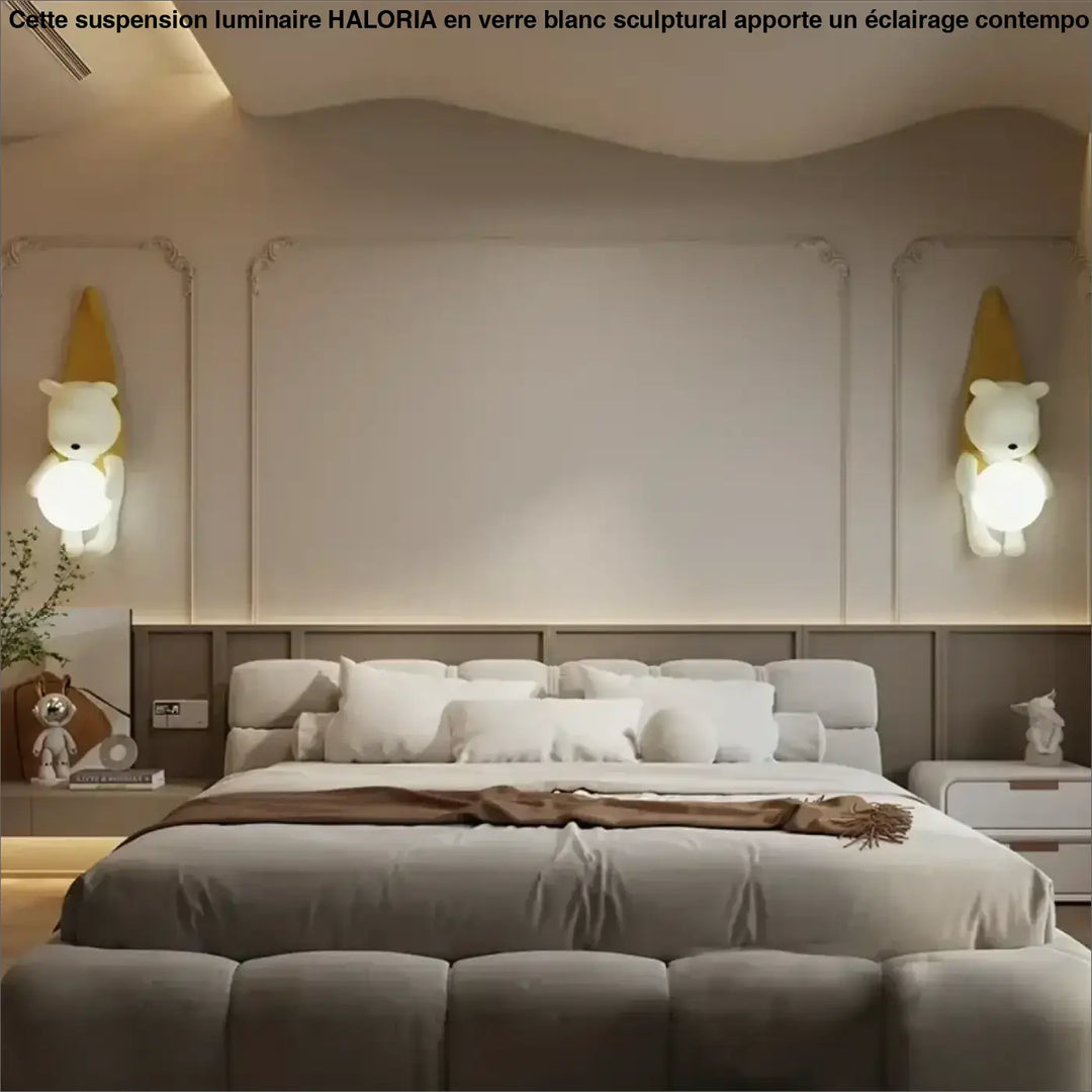 Applique murale enfant ourson design avec boule lumineuse led


