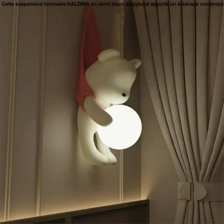 Applique murale enfant ourson design avec boule lumineuse led

