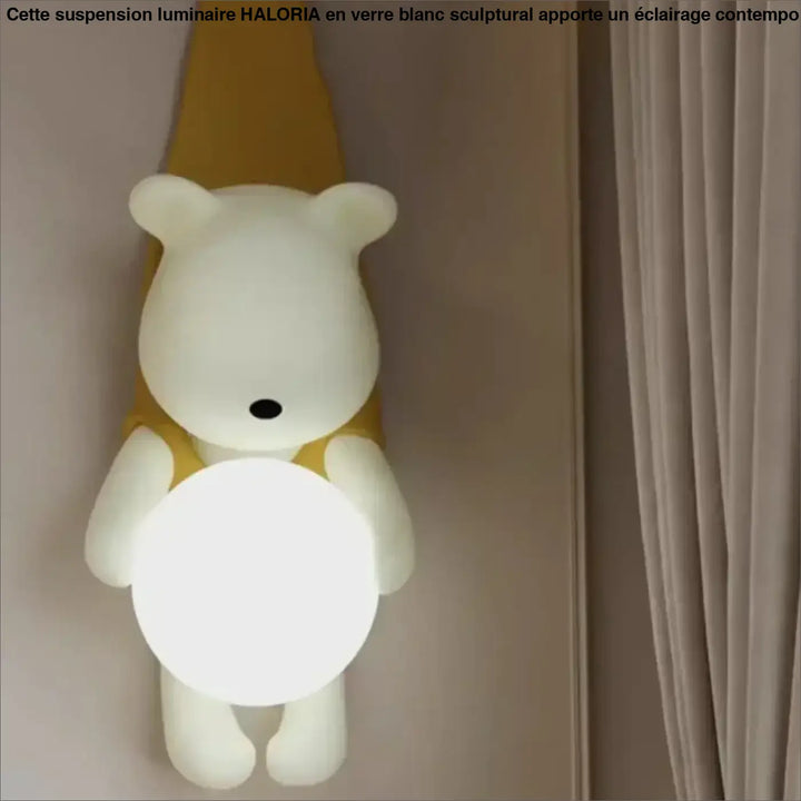 Applique murale enfant ourson design avec boule lumineuse led

