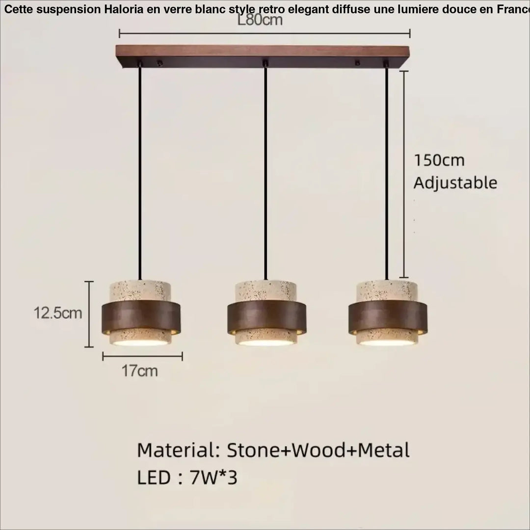 Suspension luminaire en marbre avec finition bois marron naturel
