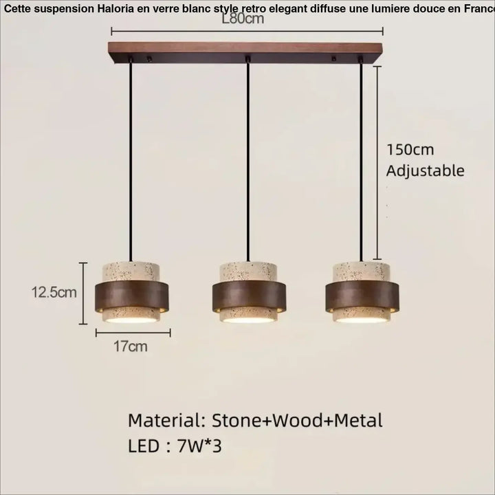 Suspension luminaire en marbre avec finition bois marron naturel