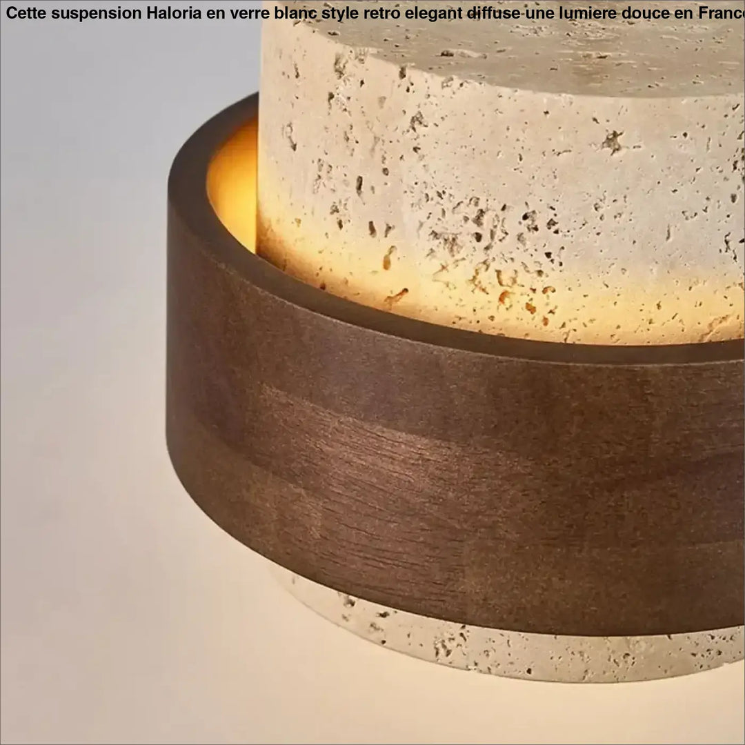 Suspension luminaire en marbre avec finition bois marron naturel