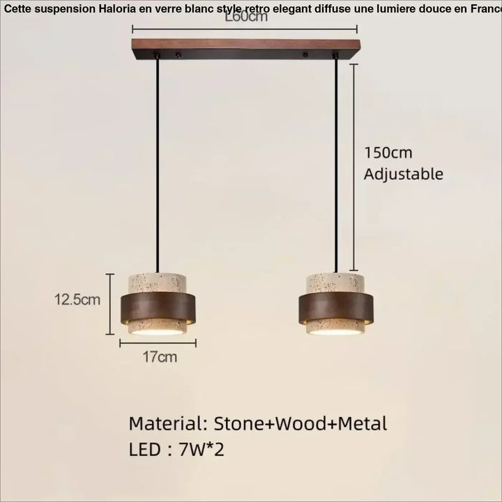 Suspension luminaire en marbre avec finition bois marron naturel