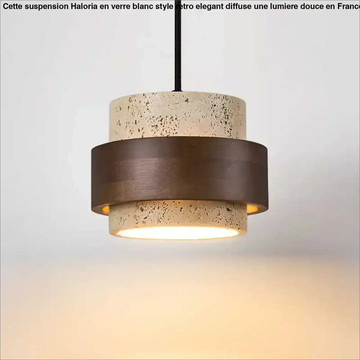 Suspension luminaire en marbre avec finition bois marron naturel