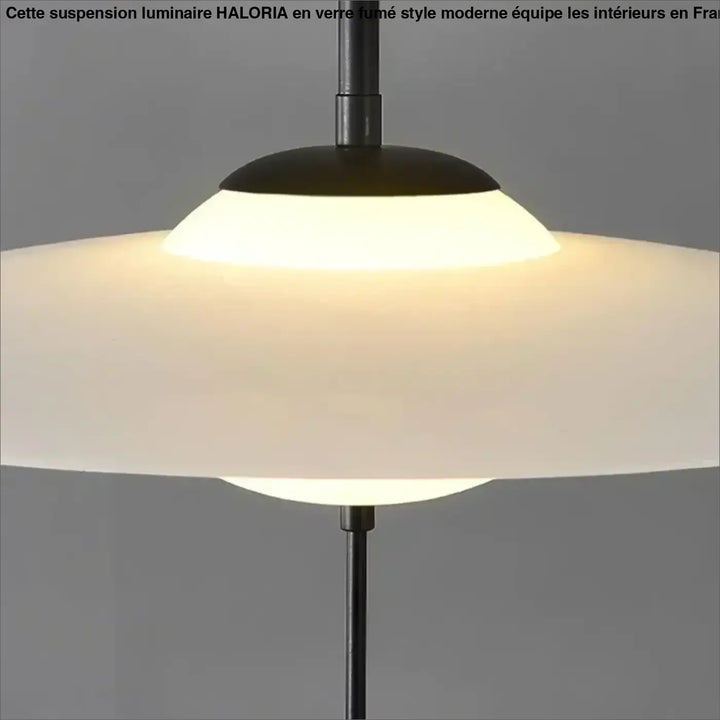 Suspension design minimaliste disque blanc et tige noire moderne