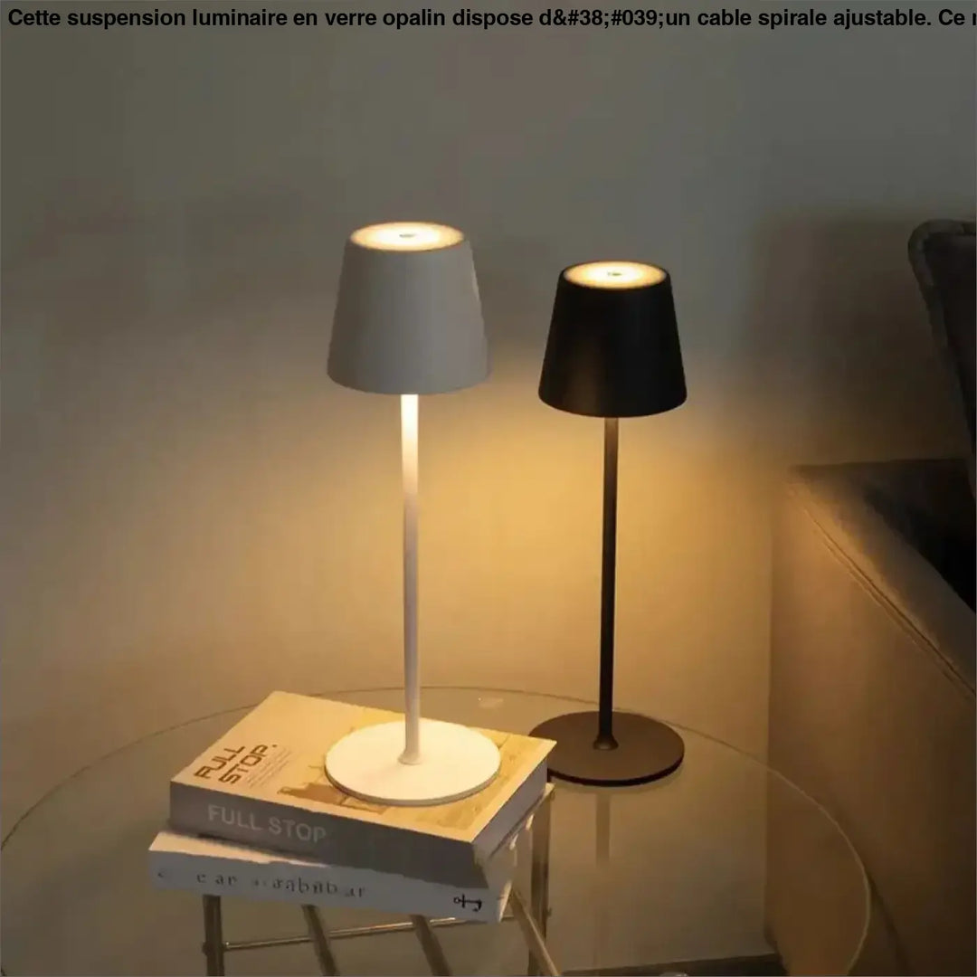 Lampe de chevet minimaliste avec éclairage doux en blanc et noir offrant facilité d’entretien et design épuré