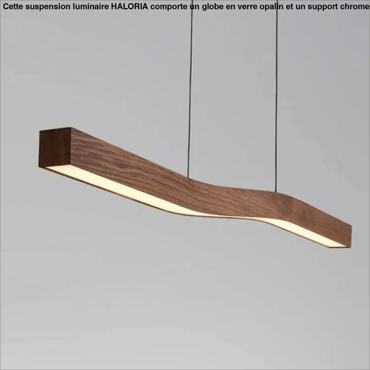 Suspension led design ondulée en bois naturel style minimaliste