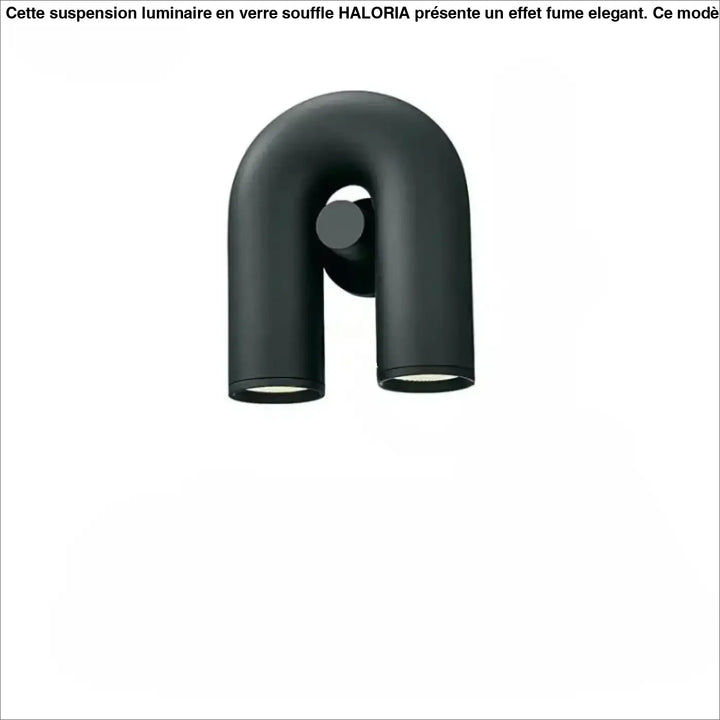 Applique murale uzo jk-x1-01 finition mate noire en u avec deux fixations cylindriques 90-260v