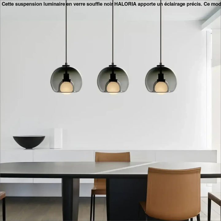 Suspension luminaire en verre soufflé noir pour cuisine moderne

