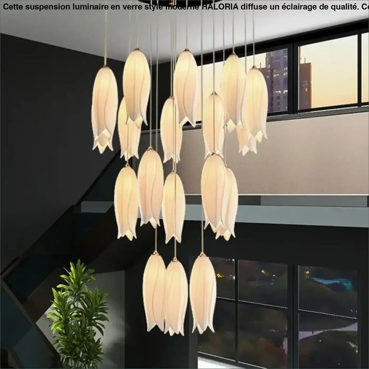 Suspension contemporaine en céramique blanc ambiance chic