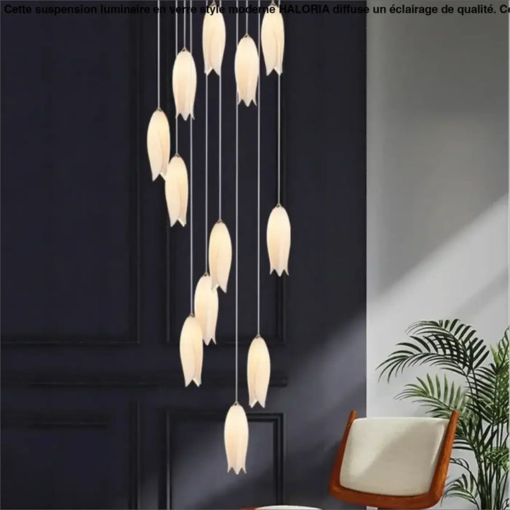 Suspension contemporaine en céramique blanc ambiance chic