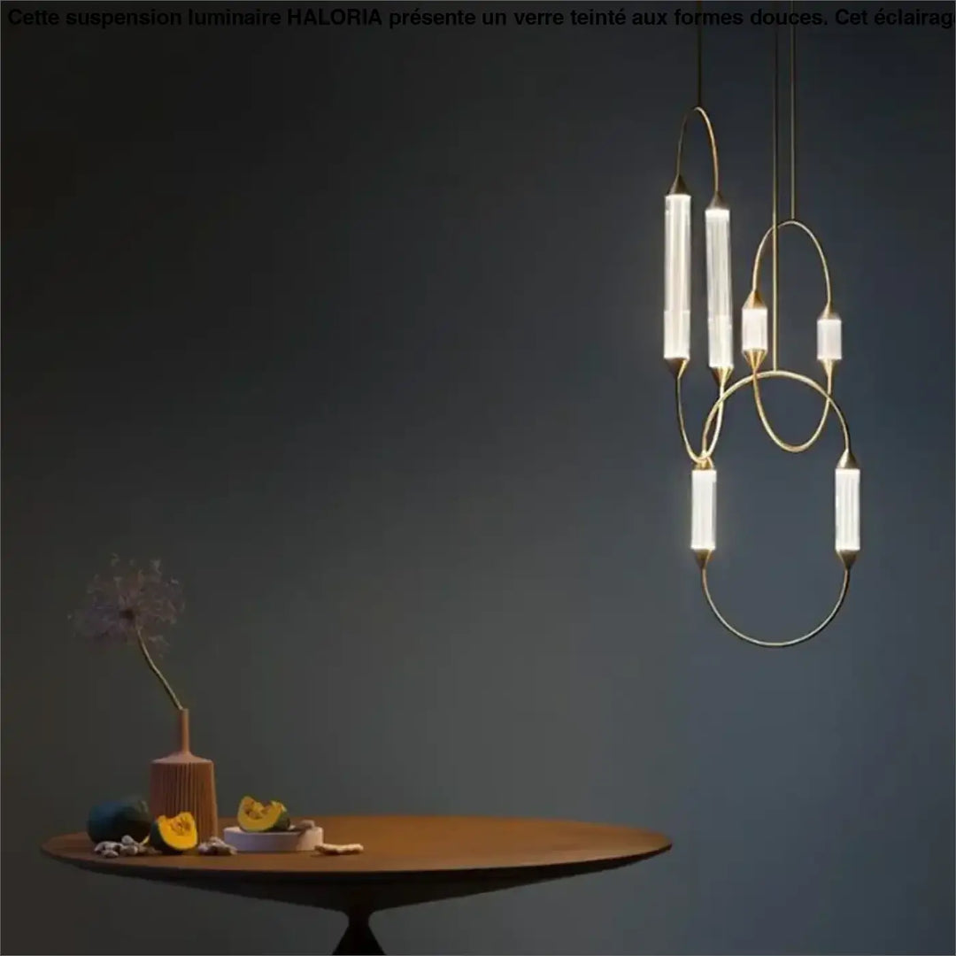 Suspension luminaire orsen en laiton moderne avec tubes en verre clair et design géométrique minimaliste seule couleur sources lumineuses