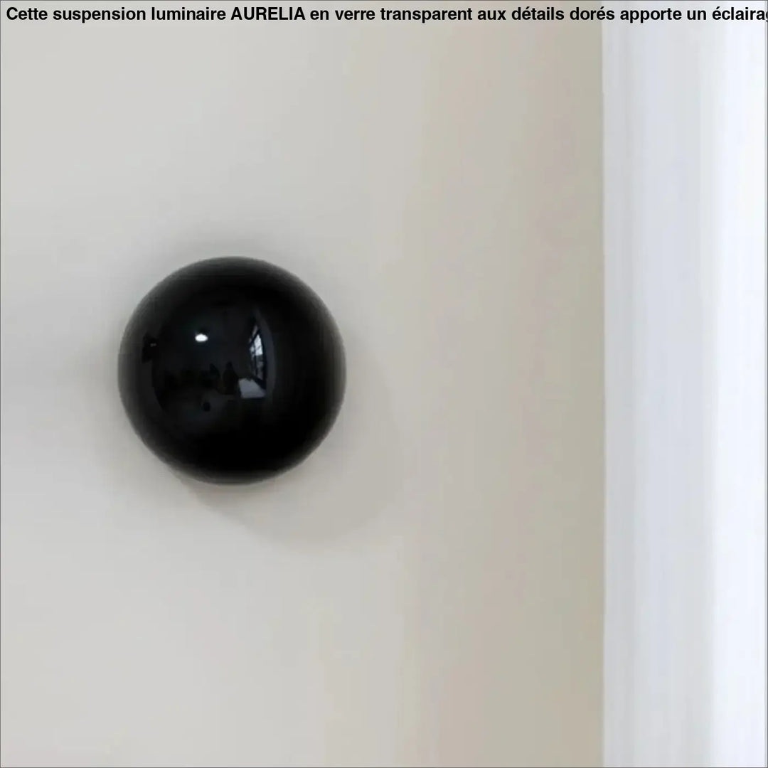 Applique murale orbys métal miroir noir sphérique à finition brillante pour une lumière douce élégante
