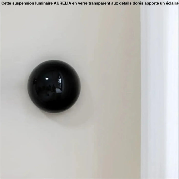 Applique murale orbys métal miroir noir sphérique à finition brillante pour une lumière douce élégante