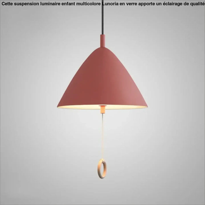Suspension luminaire conique terracotta moderne avec cordon en bois anneau pull pour éclairage intérieur