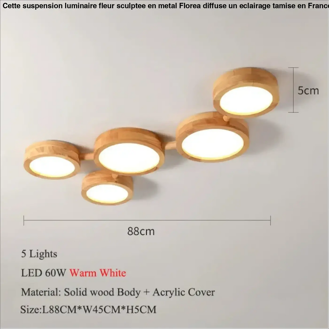Plafonnier led en bois au style scandinave multi spot moderne