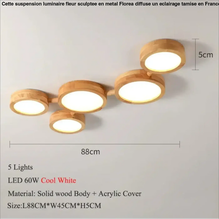 Plafonnier led en bois au style scandinave multi spot moderne