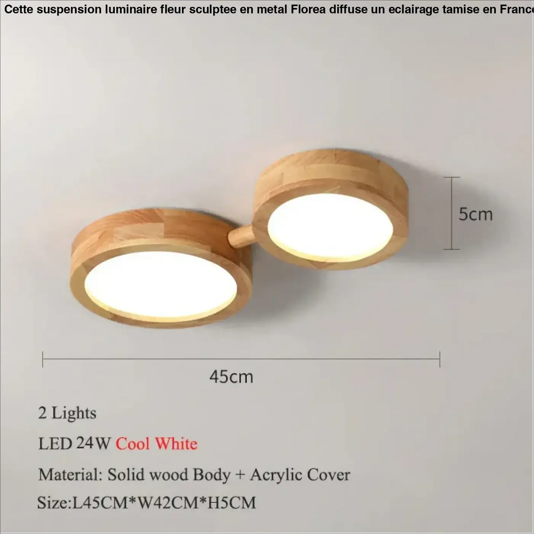 Plafonnier led en bois au style scandinave multi spot moderne