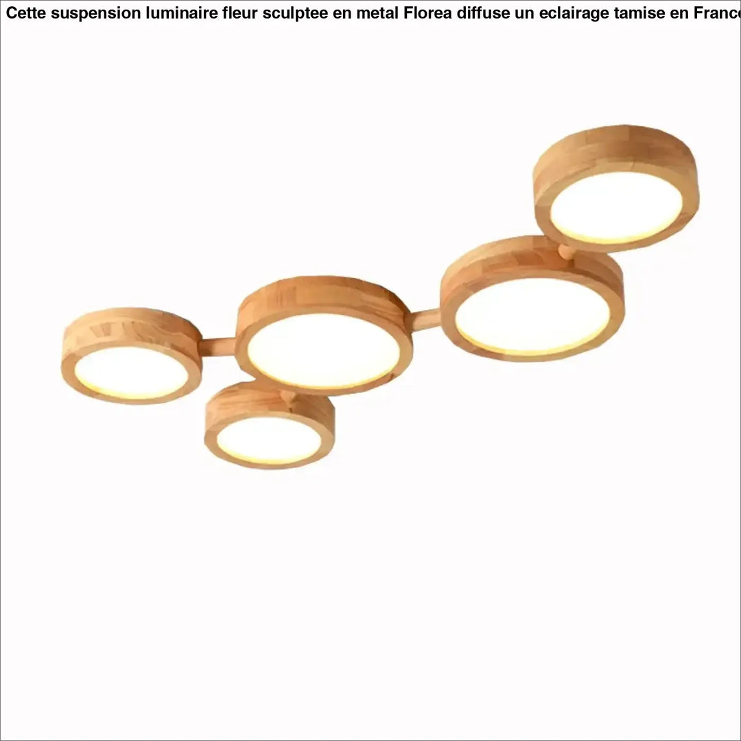 Plafonnier led en bois au style scandinave multi spot moderne