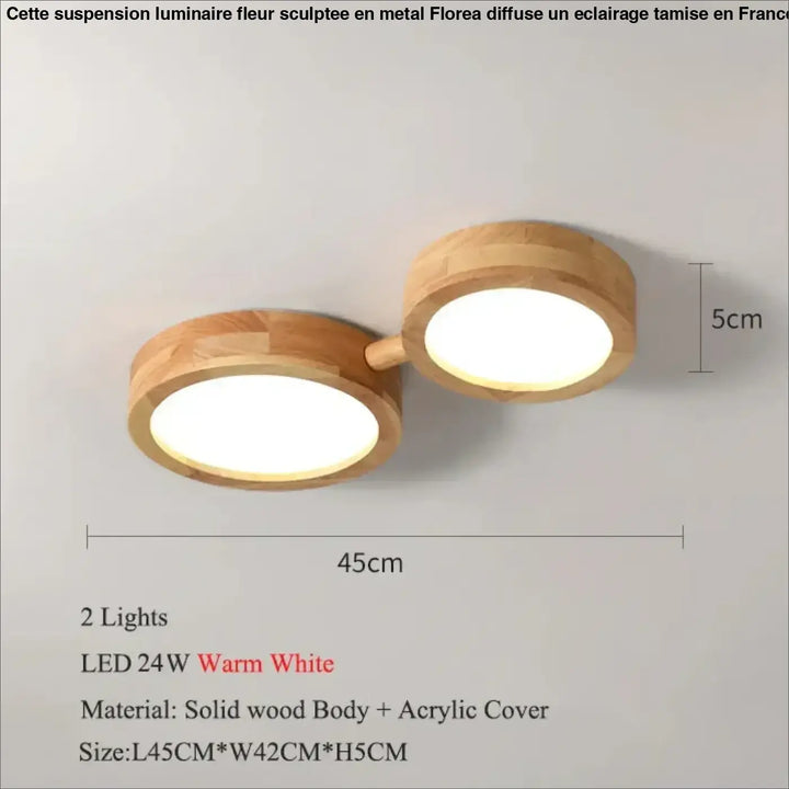 Plafonnier led en bois au style scandinave multi spot moderne