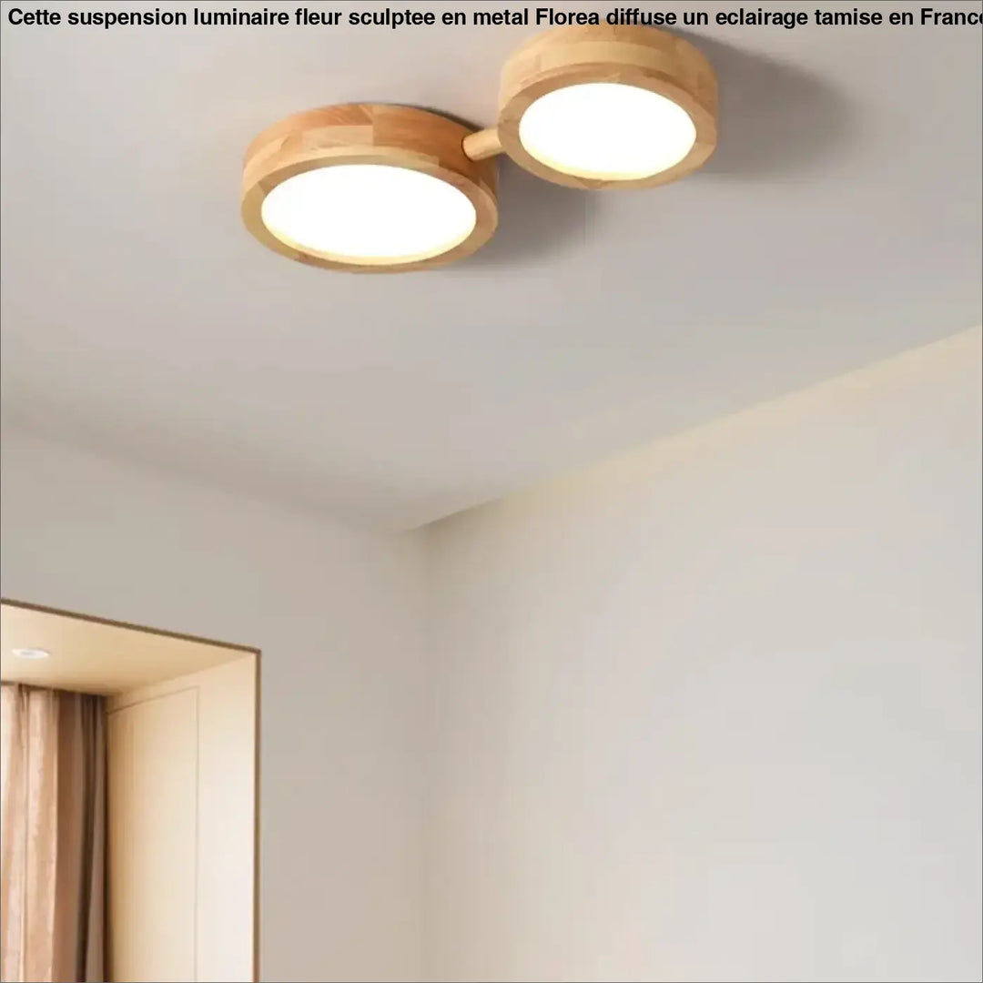 Plafonnier led en bois au style scandinave multi spot moderne
