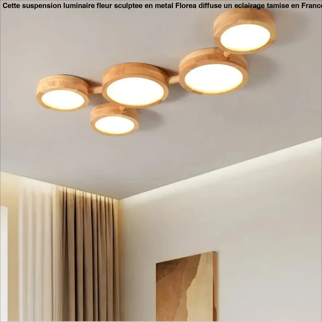 Plafonnier led en bois au style scandinave multi spot moderne