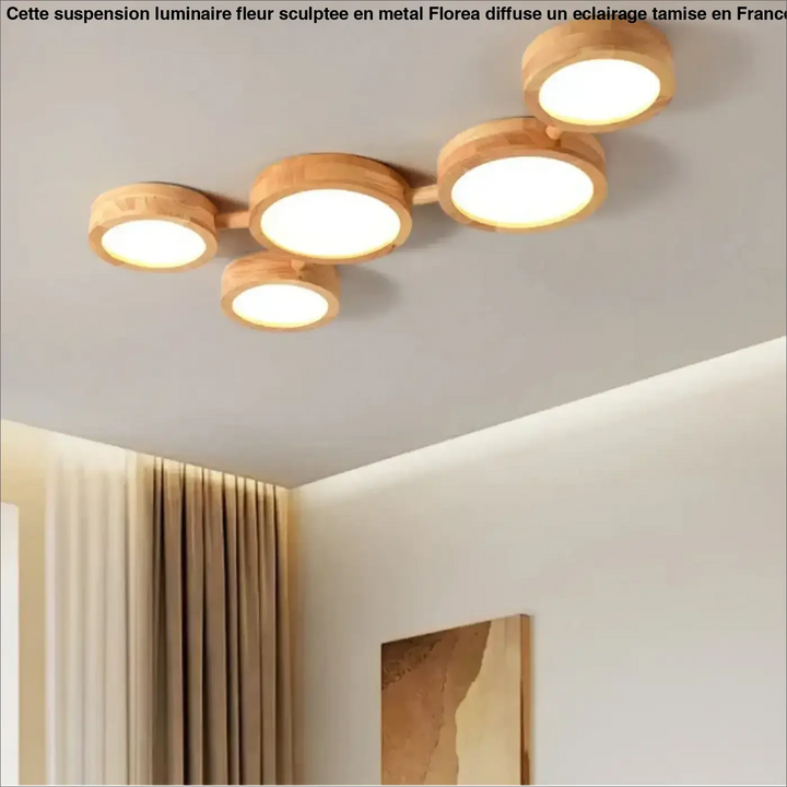 Plafonnier led en bois au style scandinave multi spot moderne