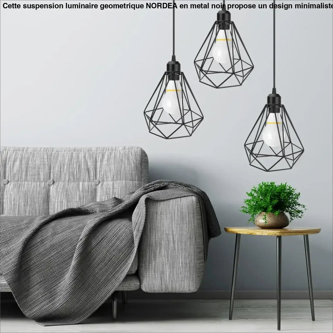 Suspension luminaire géométrique au design minimaliste noir

