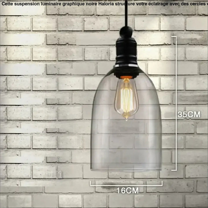 Suspension luminaire verre transparent style industriel loft