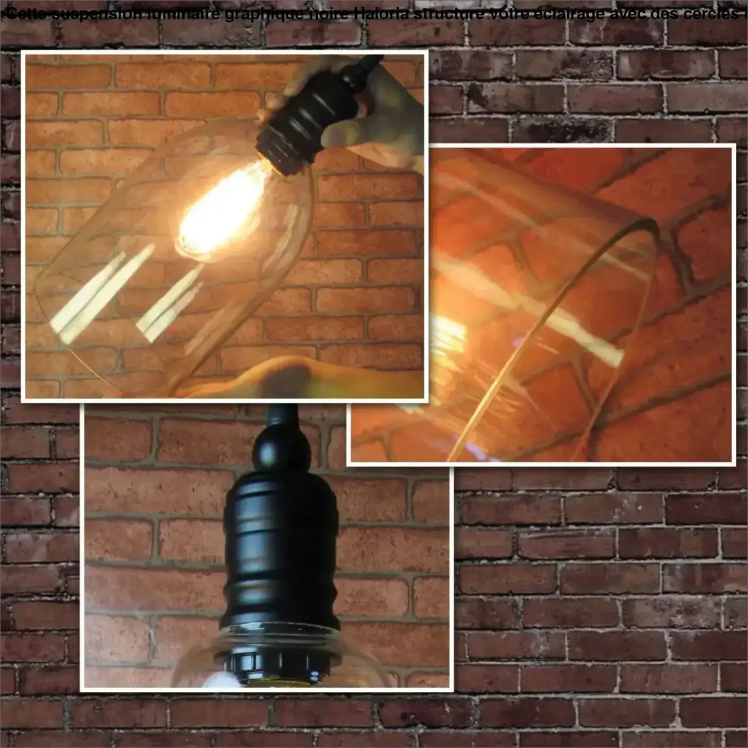 Suspension luminaire verre transparent style industriel loft