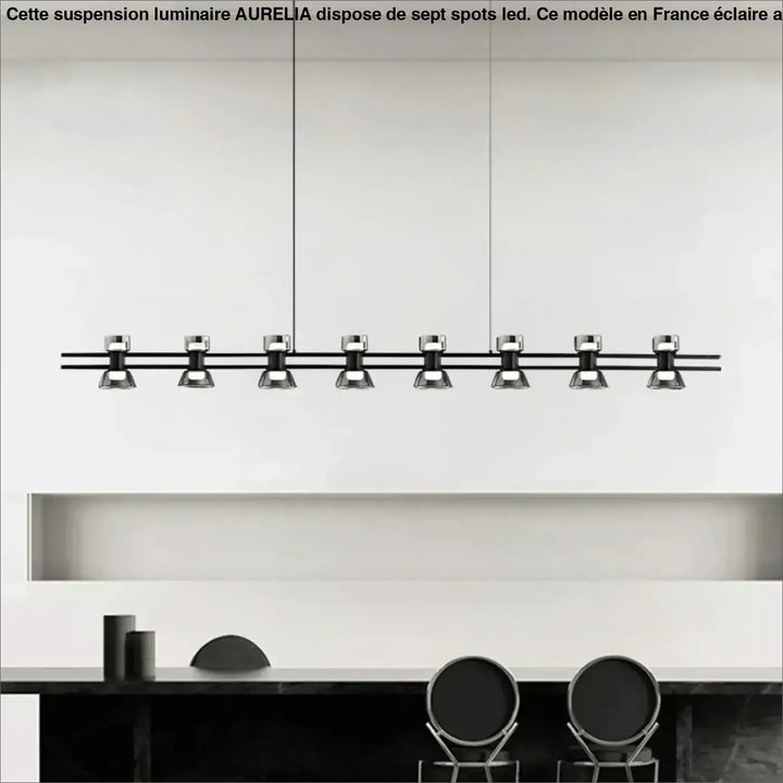 Suspension luminaire haut de gamme à 7 spots LED pour salon

