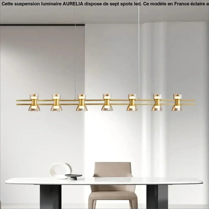 Suspension luminaire haut de gamme à 7 spots LED pour salon

