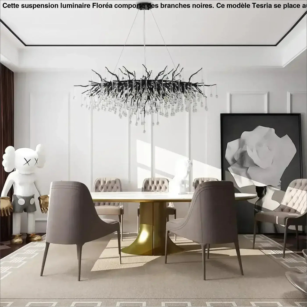 Suspension luminaire haut de gamme avec des branches noires

