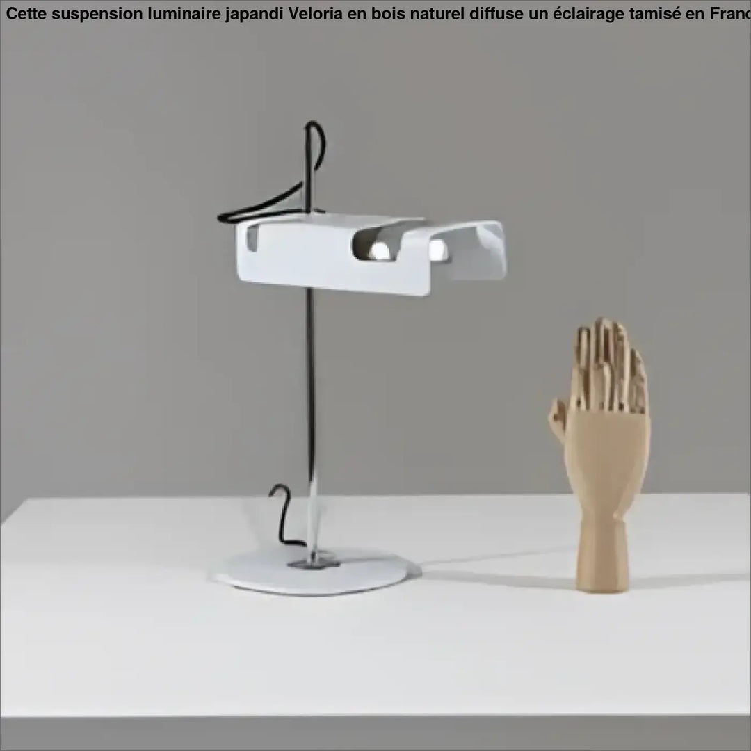 Lampe de table steolo blanche en plastique avec bras courbé et base circulaire pour éclairage directionnel design minimaliste