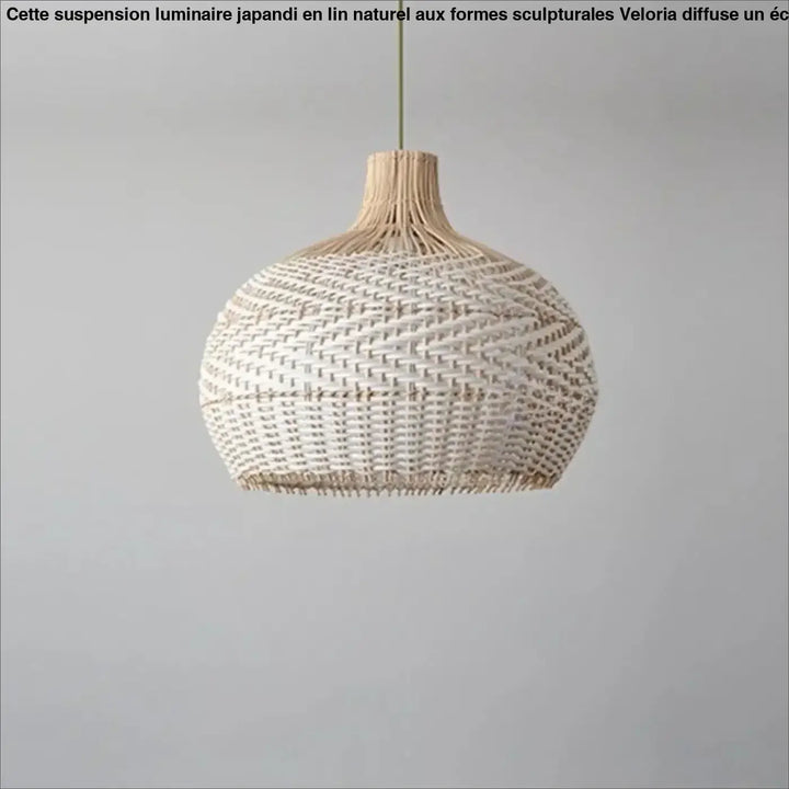 Suspension luminaire vannia en osier tissé ivoire avec design artisanal sphérique et suspension en fibre naturelle