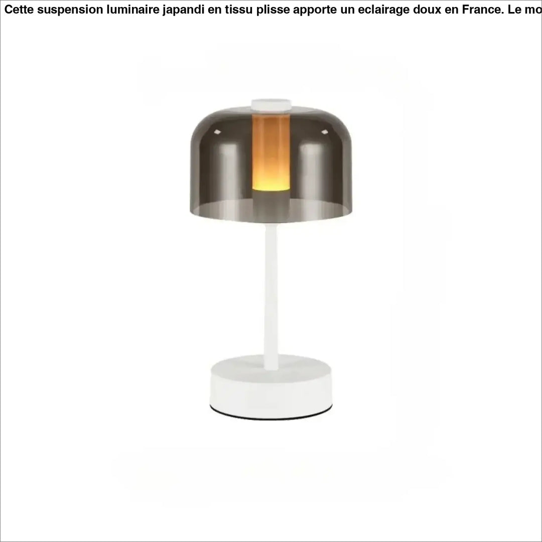 Lampe de table cristo avec base blanche moderne et dôme en verre fumé pour une lumière d ambiance tamisée et night light